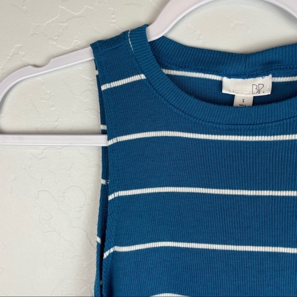 BP Blue‎ and White Striped Ribbed High Neck Tank Sm - Picture 3 of 6